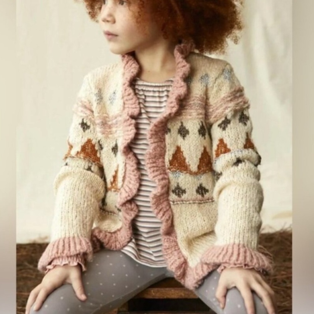 Matilda Jane girls Ruffle front knit sweater size 10 cozy warm